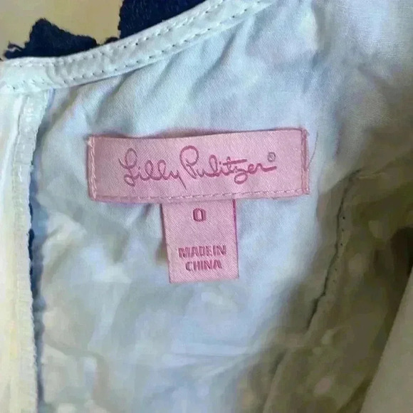 Lilly Pulitzer Lonnie True Navy Ric Rac Lace Sleeveless Shift Dress - 0 - Picture 6 of 6